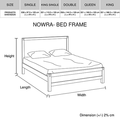 Bed Frame Double Size in Solid Wood Veneered Acacia Bedroom Timber Slat in Oak V43-BED-NOWDOK