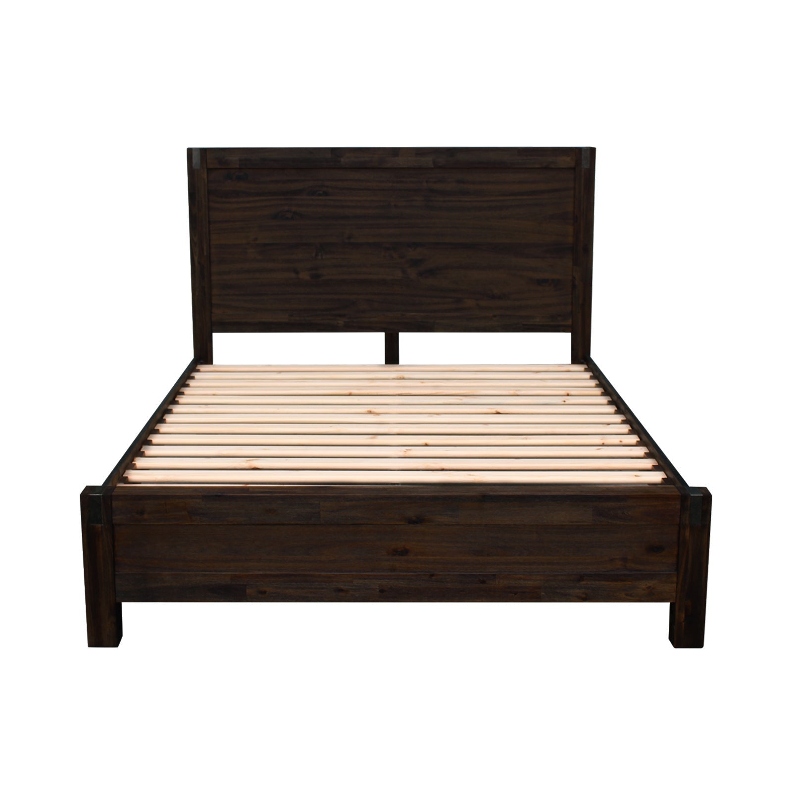 Bed Frame Queen Size in Solid Wood Veneered Acacia Bedroom Timber Slat in Chocolate V43-BED-NOWQCH