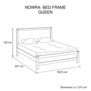 Bed Frame Queen Size in Solid Wood Veneered Acacia Bedroom Timber Slat in Chocolate V43-BED-NOWQCH