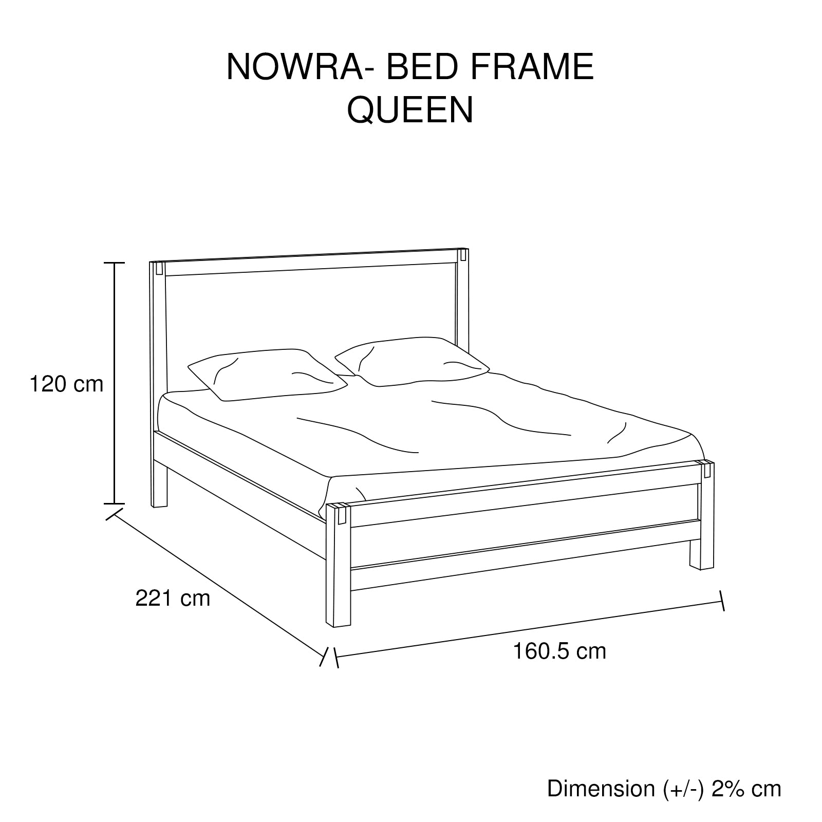 Bed Frame Queen Size in Solid Wood Veneered Acacia Bedroom Timber Slat in Chocolate V43-BED-NOWQCH