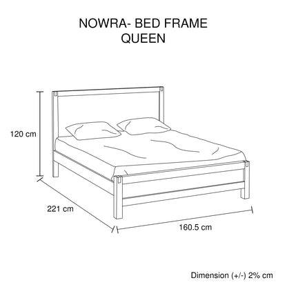 Bed Frame Queen Size in Solid Wood Veneered Acacia Bedroom Timber Slat in Chocolate V43-BED-NOWQCH