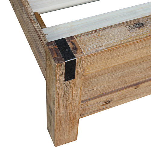 Bed Frame Single Size in Solid Wood Veneered Acacia Bedroom Timber Slat in Oak V43-BED-NOWSOK