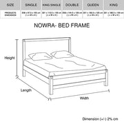 Bed Frame Single Size in Solid Wood Veneered Acacia Bedroom Timber Slat in Oak V43-BED-NOWSOK