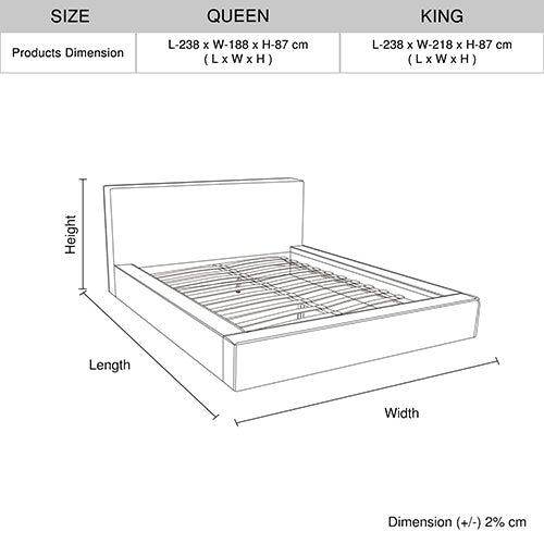 Ralph Queen Bed Frame Fabric Upholstery in KD slat V43-BED-RALP-Q