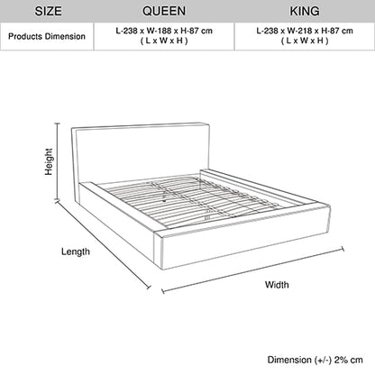 Ralph Queen Bed Frame Fabric Upholstery in KD slat V43-BED-RALP-Q