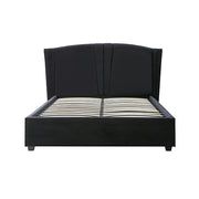 Roman Bed Frame Double Size Black Velvet Fabric with Gas Lift plywood metal structure V43-BED-RMN-DBL