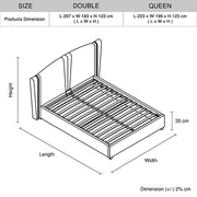 Roman Bed Frame Double Size Black Velvet Fabric with Gas Lift plywood metal structure V43-BED-RMN-DBL