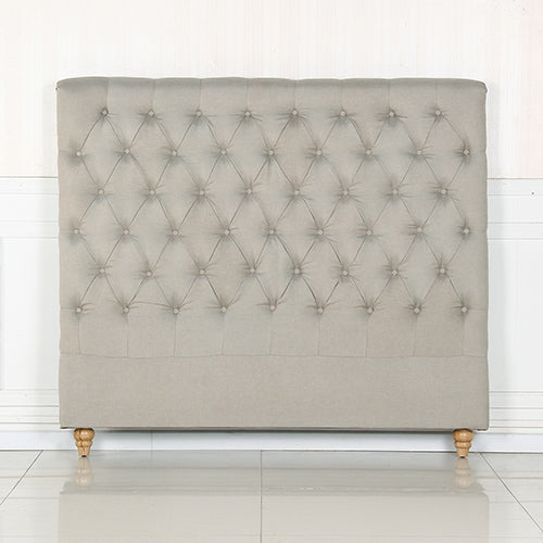 Bed Head Double Size French Provincial Headboard Upholsterd Fabric Beige V43-BED-SENDBEG