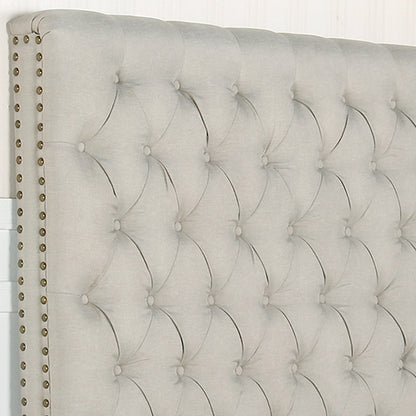 Bed Head Double Size French Provincial Headboard Upholsterd Fabric Beige V43-BED-SENDBEG