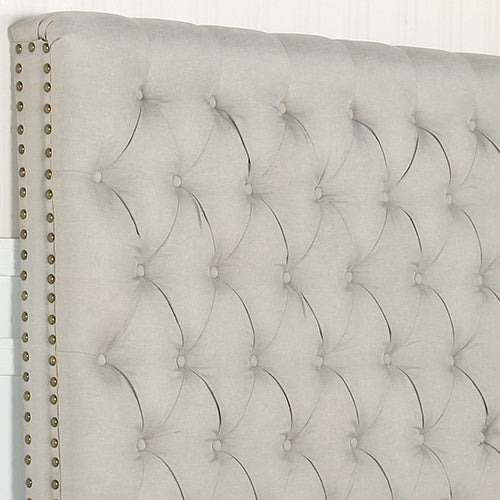 Bed Head King Size French Provincial Headboard Upholsterd Fabric Beige V43-BED-SENKBEG