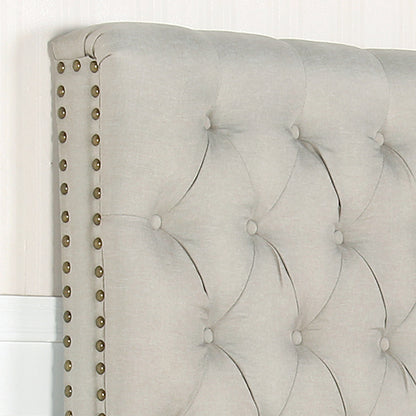 Bed Head King Size French Provincial Headboard Upholsterd Fabric Beige V43-BED-SENKBEG