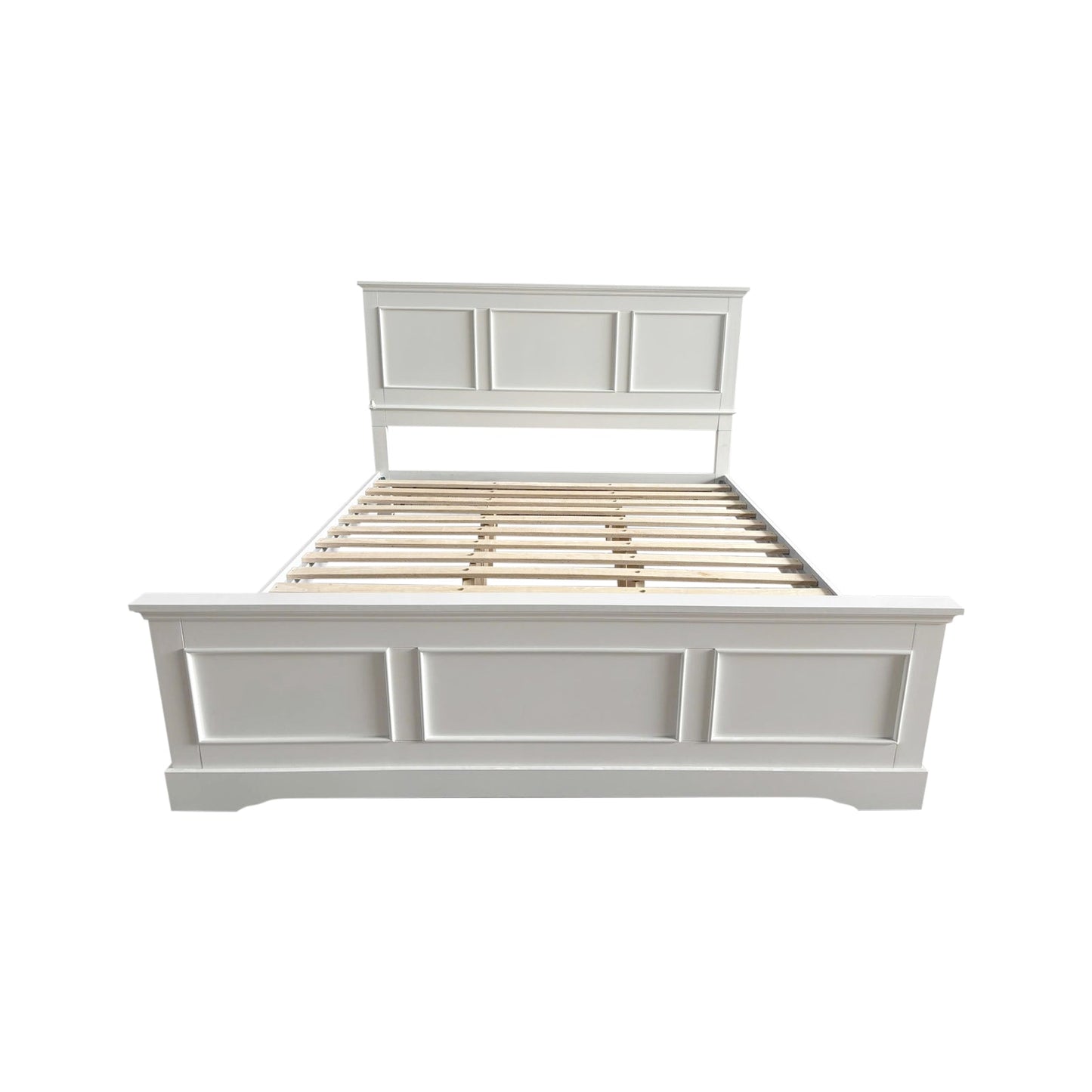 King Bed Frame in Solid Wood with Slats Support in White colour V43-BED-SPNC-KWH