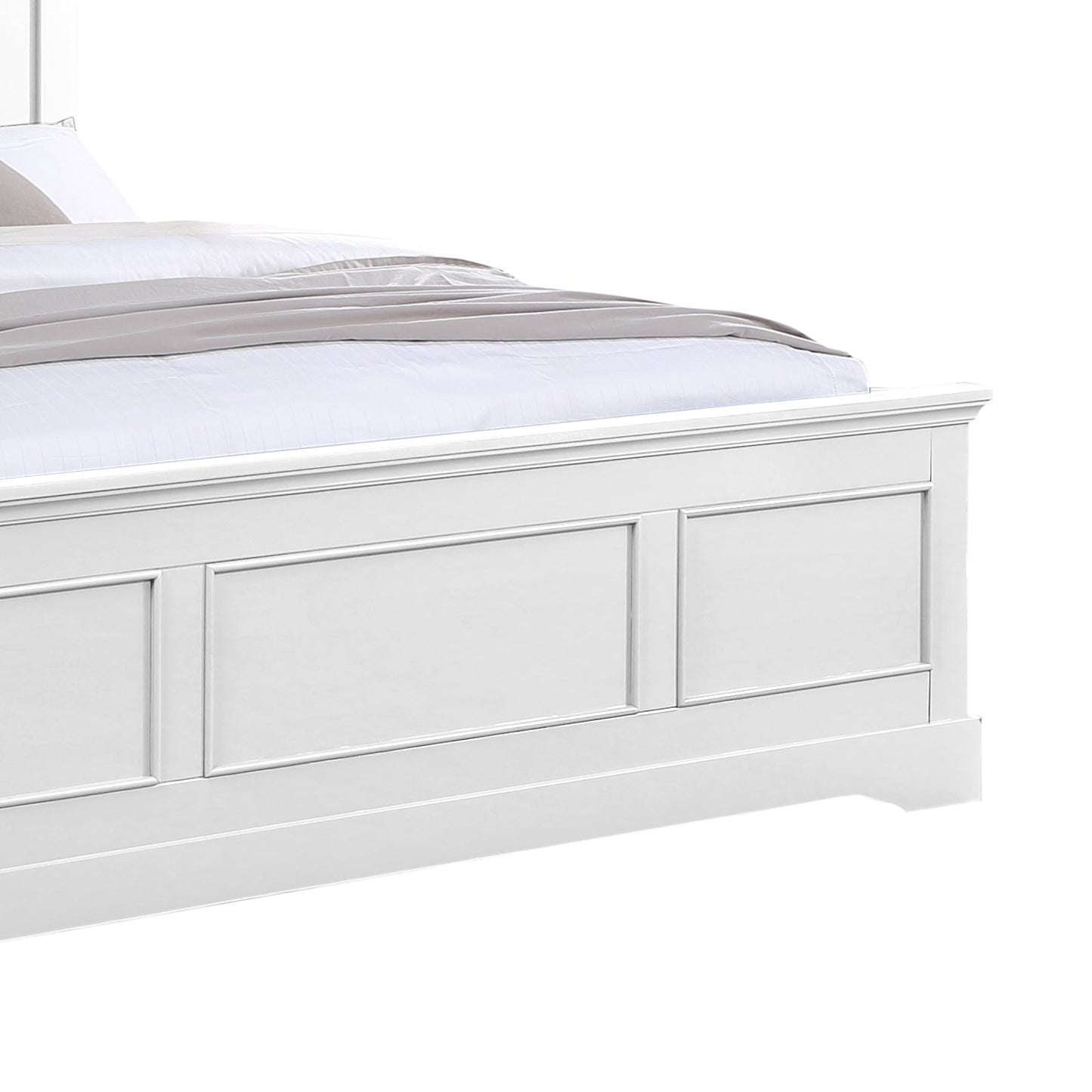 King Bed Frame in Solid Wood with Slats Support in White colour V43-BED-SPNC-KWH