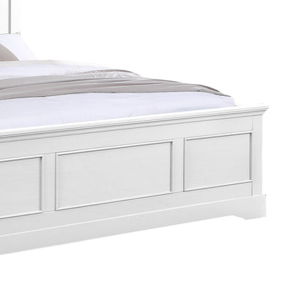 King Bed Frame in Solid Wood with Slats Support in White colour V43-BED-SPNC-KWH
