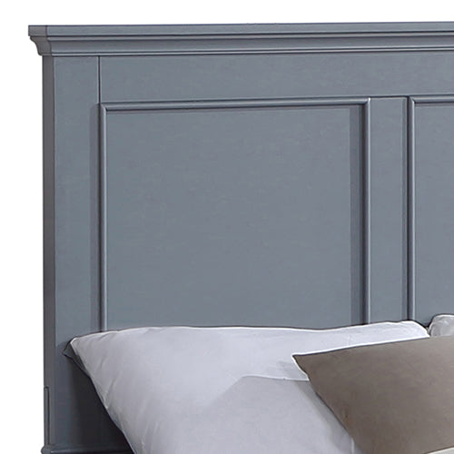 Queen Bed Frame in Solid Wood with Slats Support in Grey colour V43-BED-SPNC-Q
