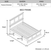 Queen Bed Frame in Solid Wood with Slats Support in Grey colour V43-BED-SPNC-Q