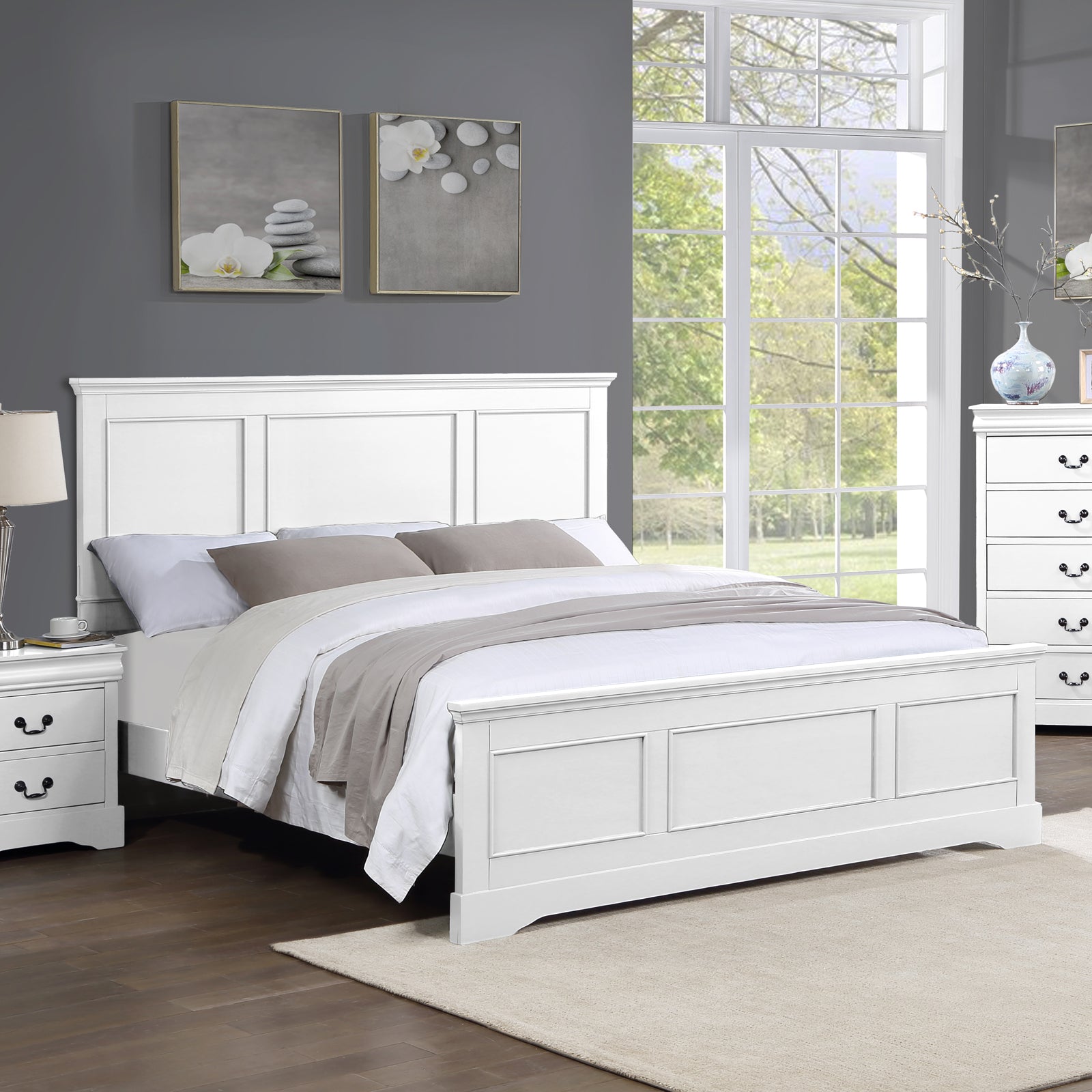 Spencer White Solid Wood Queen Bed Frame V43-BED-SPNC-QWH