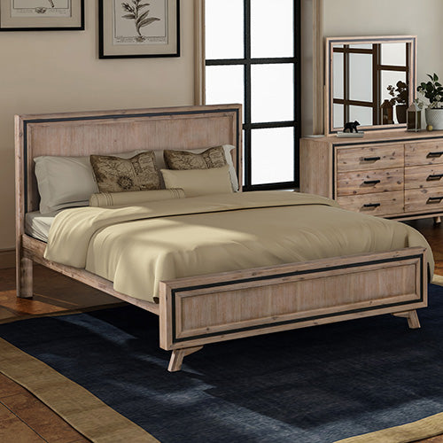 Queen Size Silver Brush Bed Frame in Acacia Wood Construction V43-BED-SSHQ