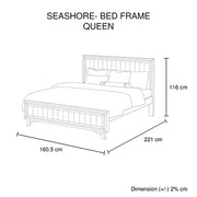 Queen Size Silver Brush Bed Frame in Acacia Wood Construction V43-BED-SSHQ