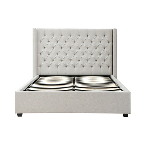Veronica Grey Linen Queen Gas Lift Bed Frame