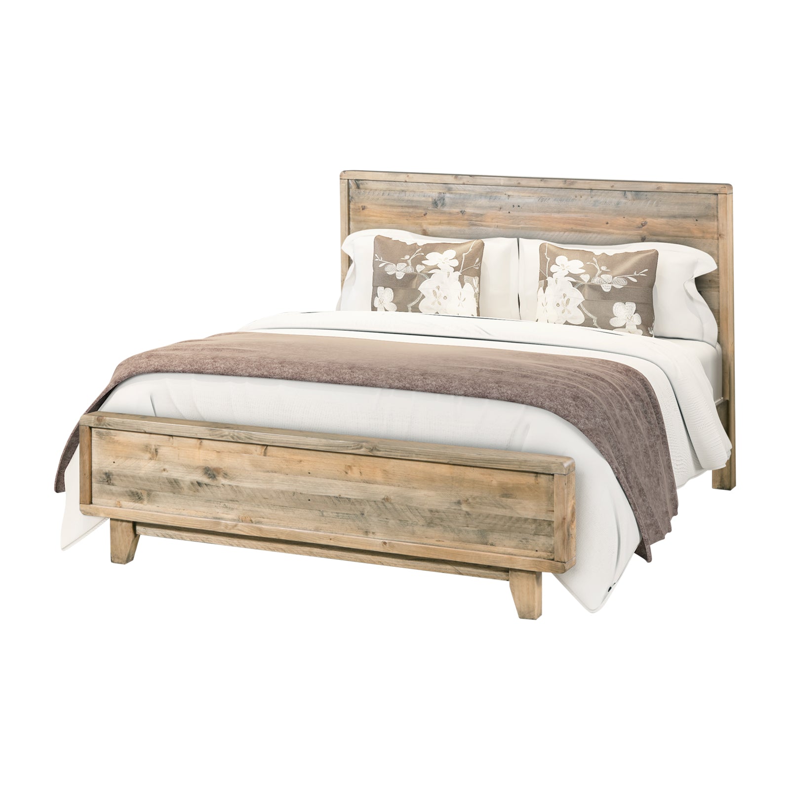 Double Size Wooden Bed Frame in Solid Wood Antique Design Light Brown V43-BED-WDLD