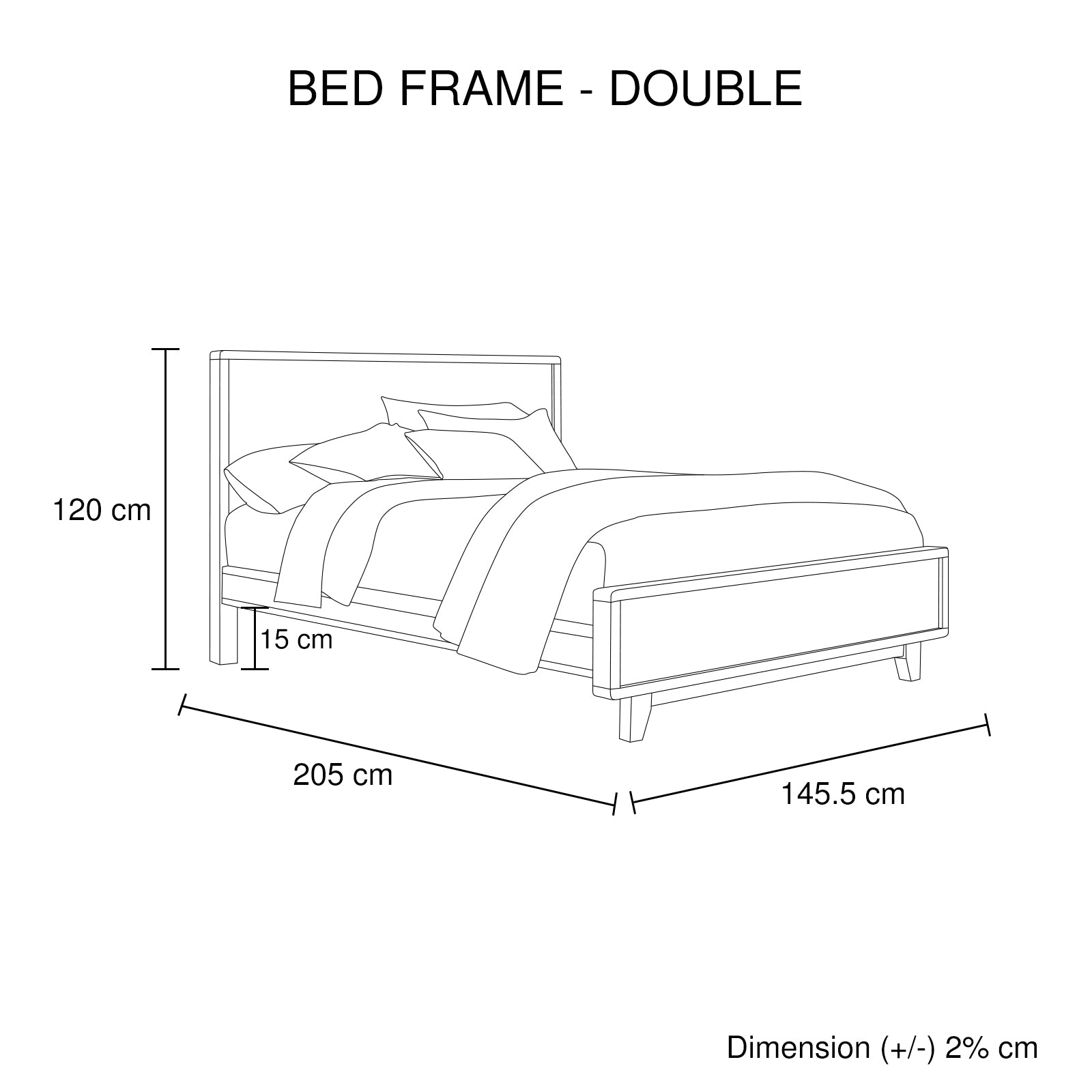 Double Size Wooden Bed Frame in Solid Wood Antique Design Light Brown V43-BED-WDLD