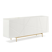 Buffet Sideboard Colour Ceramic Top MDF in Glossy White Gold Colour V43-BFT-AMLA