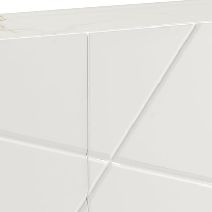 Buffet Sideboard Colour Ceramic Top MDF in Glossy White Gold Colour V43-BFT-AMLA