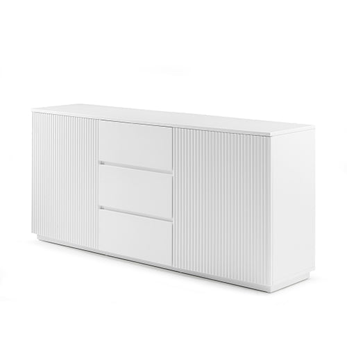 Buffet Ceramic Table Top MDF Cabinet Storage Stainless Steel In White V43-BFT-BRNNA
