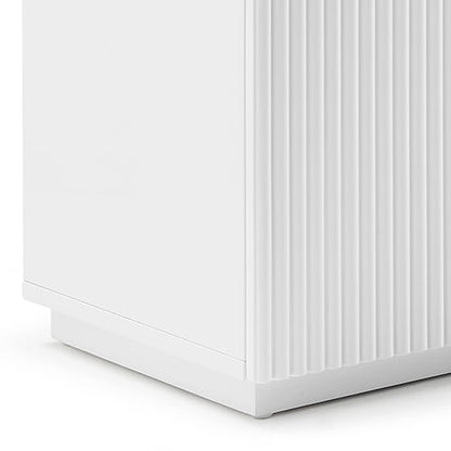 Buffet Ceramic Table Top MDF Cabinet Storage Stainless Steel In White V43-BFT-BRNNA