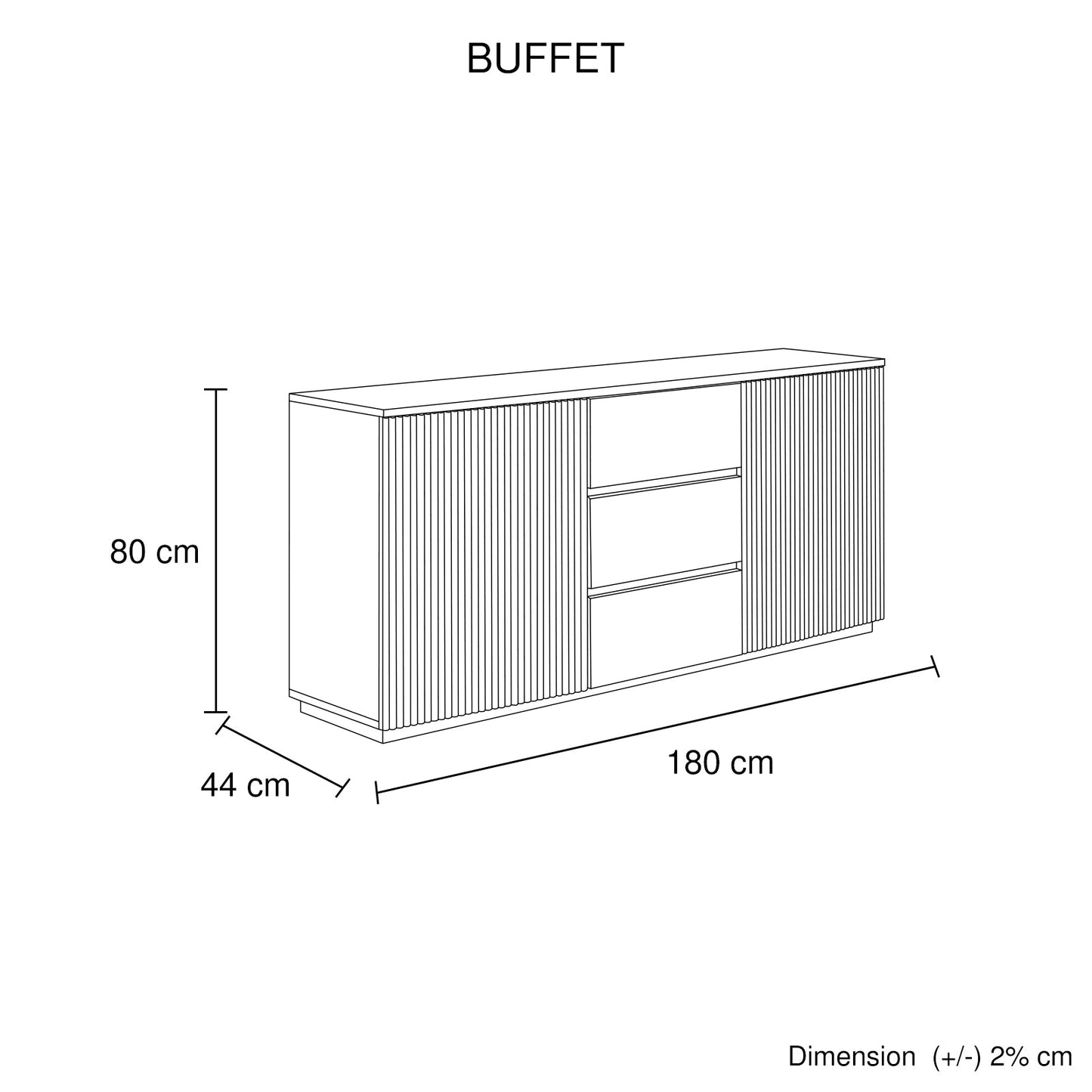 Buffet Ceramic Table Top MDF Cabinet Storage Stainless Steel In White V43-BFT-BRNNA