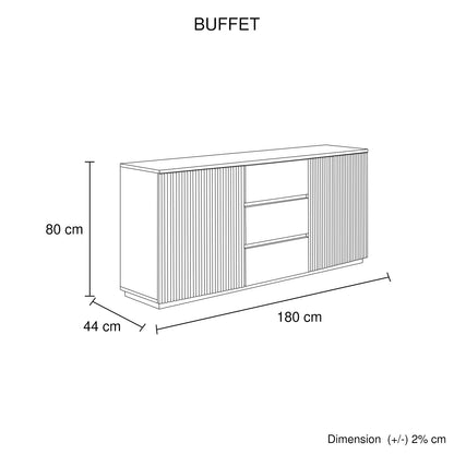 Buffet Ceramic Table Top MDF Cabinet Storage Stainless Steel In White V43-BFT-BRNNA
