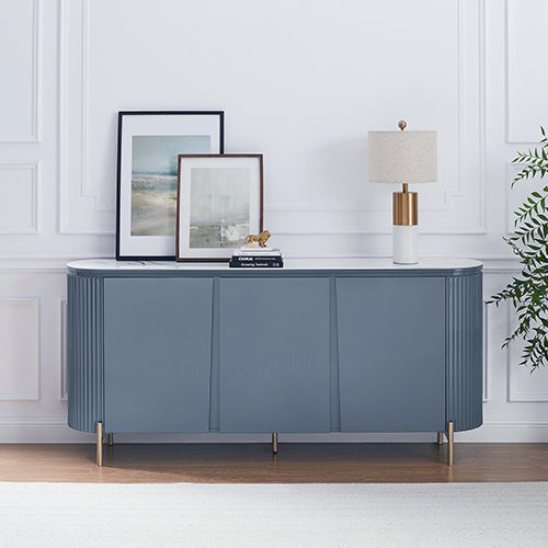 Buffet MDF Glossy Surface Ceramic Top Dark Blue Storage Cabinet V43-BFT-DXN