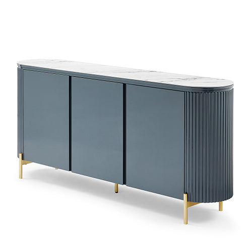 Buffet MDF Glossy Surface Ceramic Top Dark Blue Storage Cabinet V43-BFT-DXN