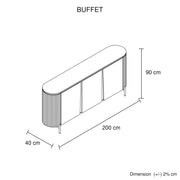 Buffet MDF Glossy Surface Ceramic Top Dark Blue Storage Cabinet V43-BFT-DXN