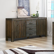 Buffet Sideboard in Chocolate Colour Constructed with Solid Acacia Wooden Frame Storage Cabinet with Drawers V43-BFT-NOW-CH