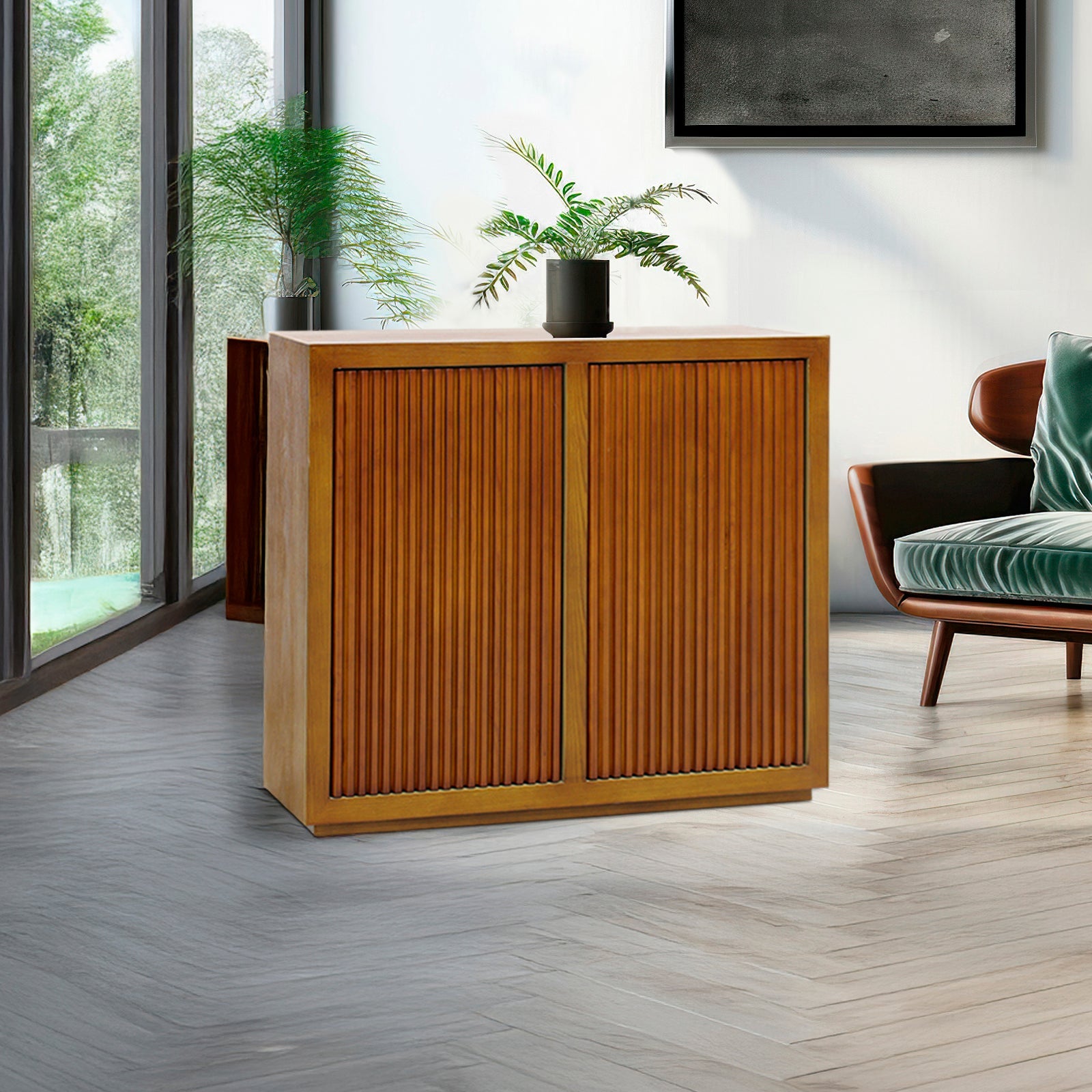 Buffet MDF Brown Colour Two Doors Sideboard Storage Cabinet V43-BFT-TOBY