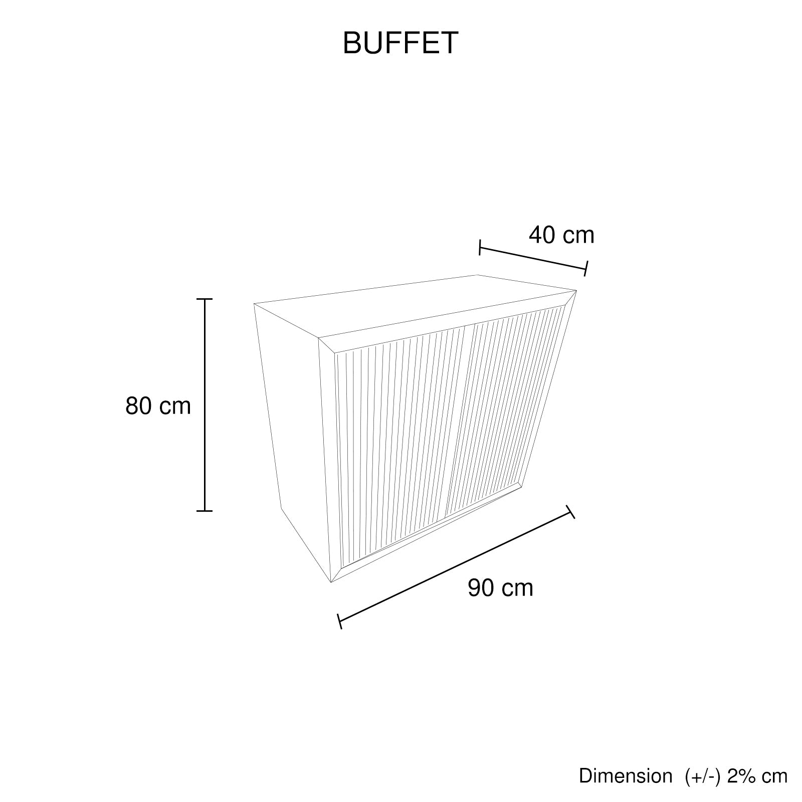 Buffet MDF Brown Colour Two Doors Sideboard Storage Cabinet V43-BFT-TOBY