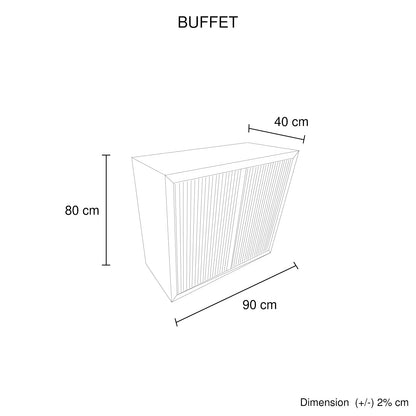 Buffet MDF Brown Colour Two Doors Sideboard Storage Cabinet V43-BFT-TOBY