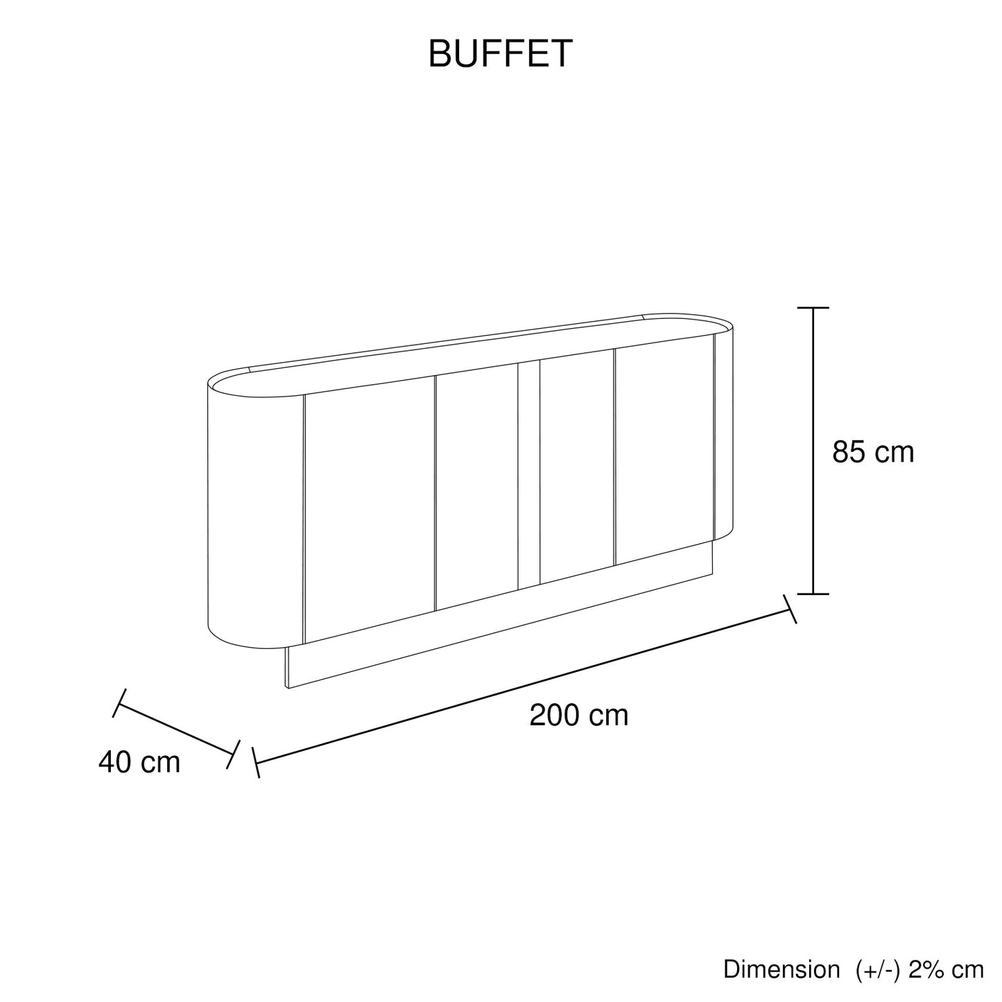 Buffet MDF Melamine Interior Storage In Dark Walnut colour V43-BFT-VNS