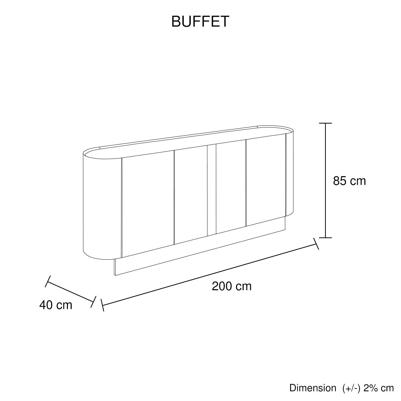 Buffet MDF Melamine Interior Storage In Dark Walnut colour V43-BFT-VNS
