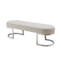 Hilda Bench Chair Air Leather Padded Upholstered Seat Polished Stainless Steel Feet V43-BNC-HLDA