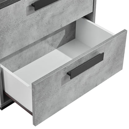 Bedside Table with 2 Storage Drawers MDF Combination of Black & Cement Colour Nightstand V43-BST-COP