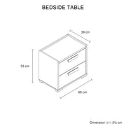 Bedside Table with 2 Storage Drawers MDF Combination of Black & Cement Colour Nightstand V43-BST-COP