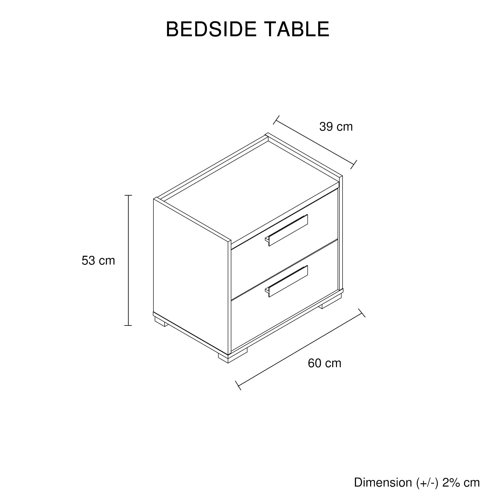Bedside Table with 2 Storage Drawers MDF Combination of Black & Cement Colour Nightstand V43-BST-COP