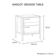 Bedside Table 2 drawers Night Stand Particle Board Construction in Oak Colour V43-BST-MAS-OK
