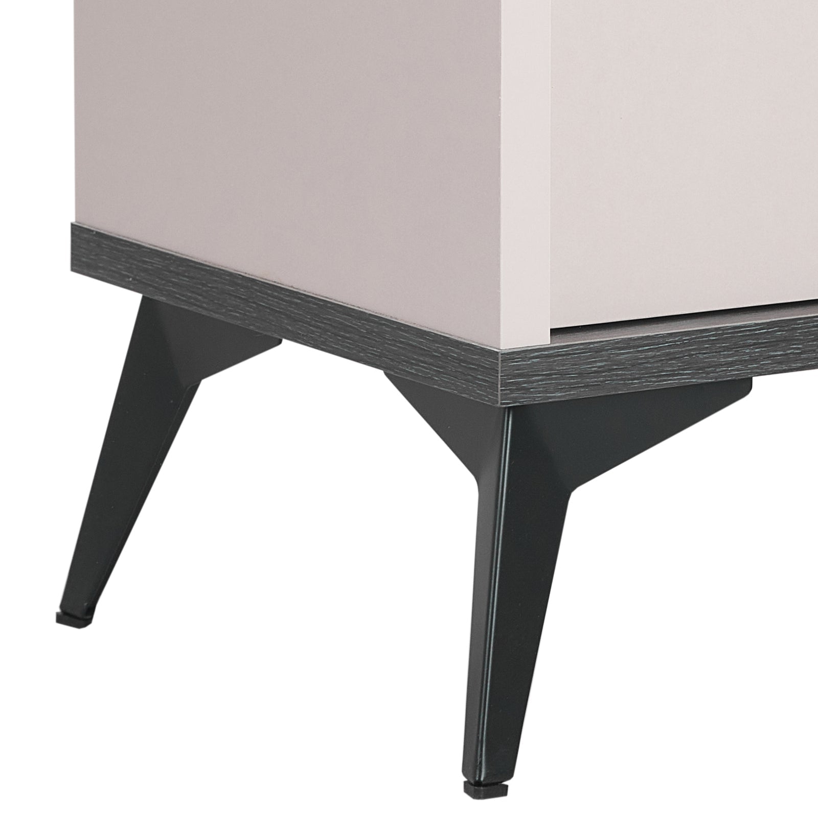 Bedside Table with 2 Storage Drawers MDF Combination of Champagne and Black Colour Nightstand V43-BST-MAXL