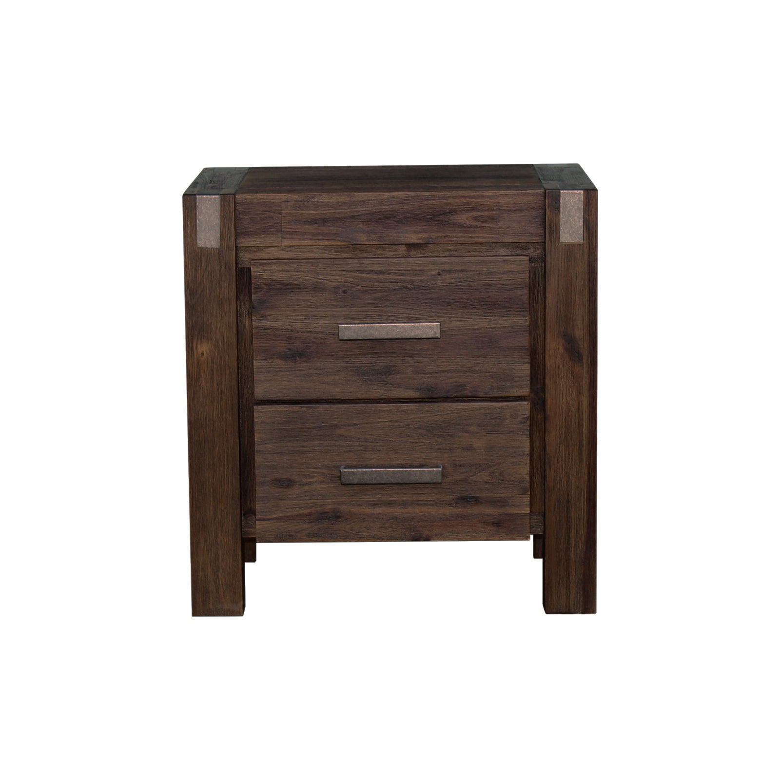 Bedside Table 2 drawers Night Stand Solid Wood Acacia Storage in Chocolate Colour V43-BST-NOW-CHK