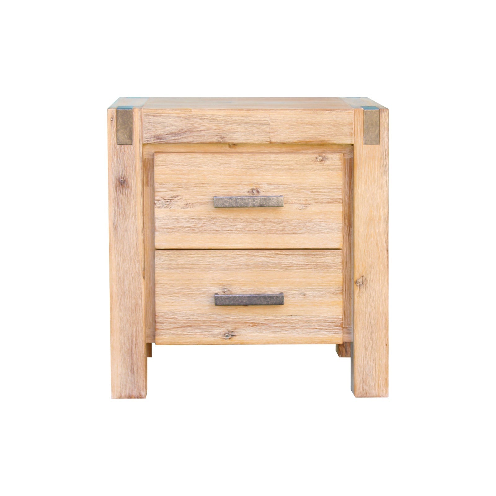 Bedside Table 2 drawers Night Stand Solid Wood Acacia Oak Colour V43-BST-NOW-OAK