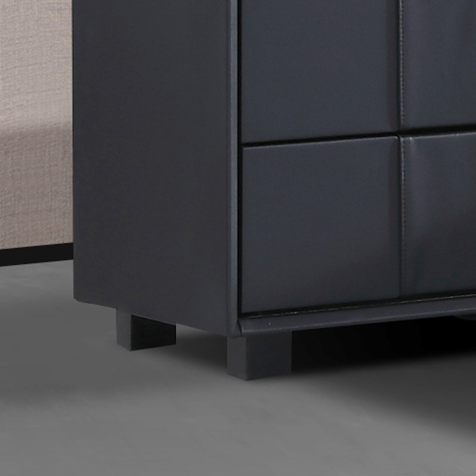 Prado Bedside Table MDF Construction Fabric Upholstery Iron Feet V43-BST-PRD